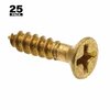 Prime-Line Wood Screws, Flat Head, Phillips Drive, #6 X 5/8 in., Solid Brass, 25PK 9034558